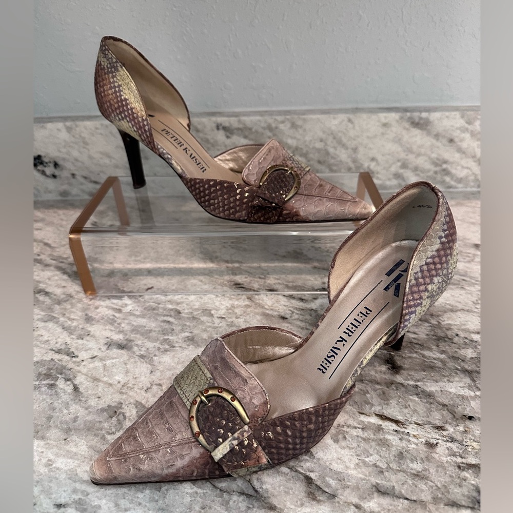 Peter Kaiser snake skin print women's heels Sz 4.5
